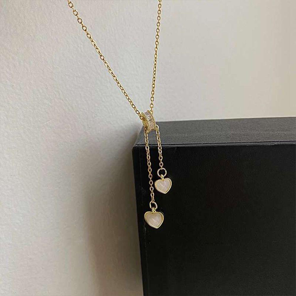 Mxbeauty Wanita Kalung Gadis Trendi Hadiah Cinta Hati Bulat Zirkon Kristal Choker