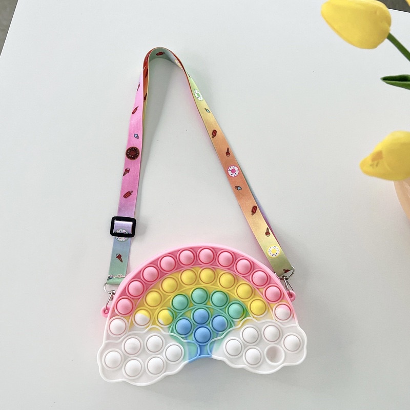 Tas Pelangi Anak Anak Pop it Sling Mini Bag [INCLUDE TALI SLING] [RAINBOW]