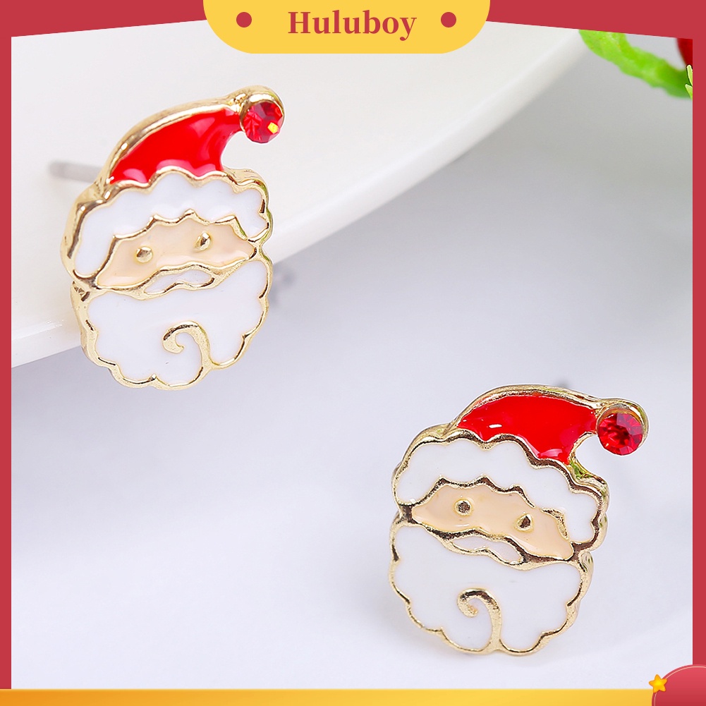 Hu Hu Hu Hu Hu Alat Bantu Pasang Kacamata♡ Anting Tusuk Motif Snowflake / Santa Claus Hias Berlian Imitasi Untuk Wanita / Hadiah Natal