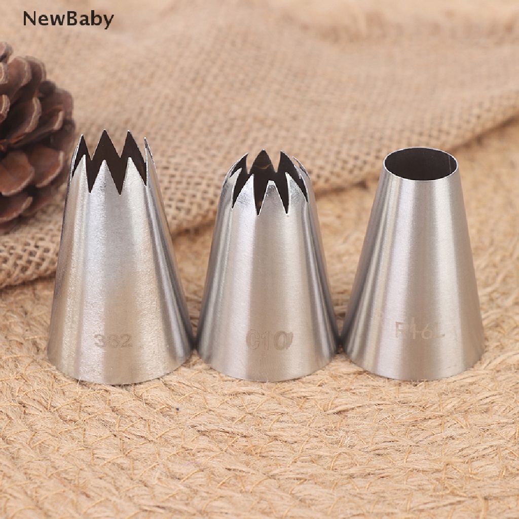 Newbaby 6Pcs / Set Spuit Piping Icing Bahan Stainless Steel Untuk Dekorasi Kue / Pastry