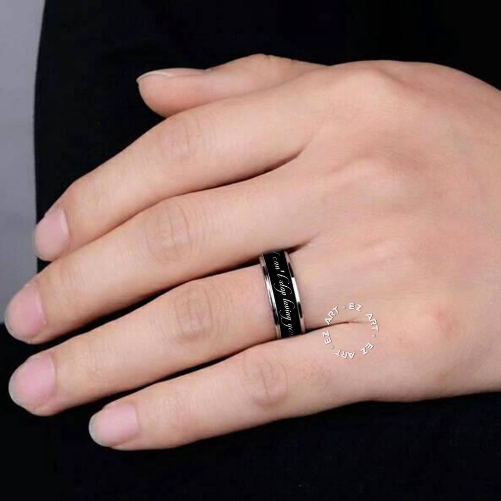 CINCIN CUSTOM TULISAN NAMA TANGGAL TEKS STAINLESS ANTI KARAT MODEL SIMPLE CLASSIC