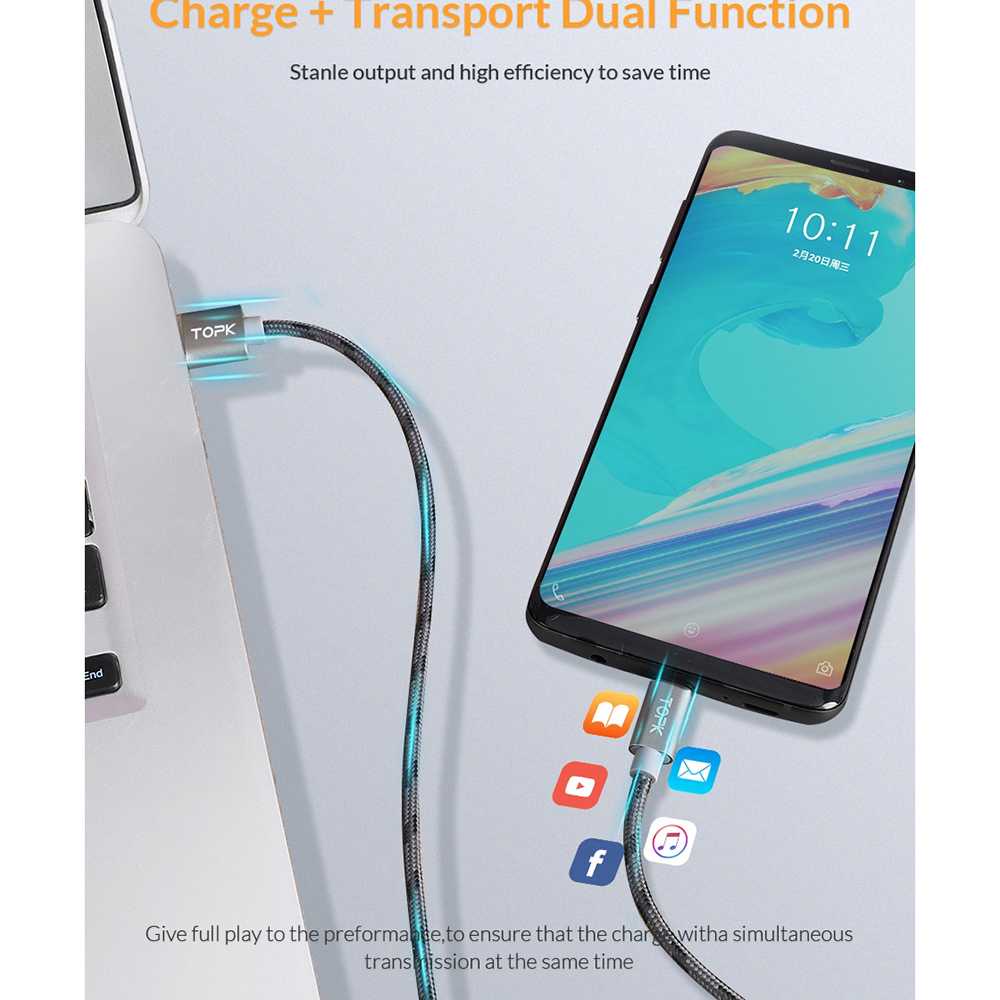 TG-A1 TOPK Kabel Charger Micro USB Braided 1 Meter 2.4A - AN09