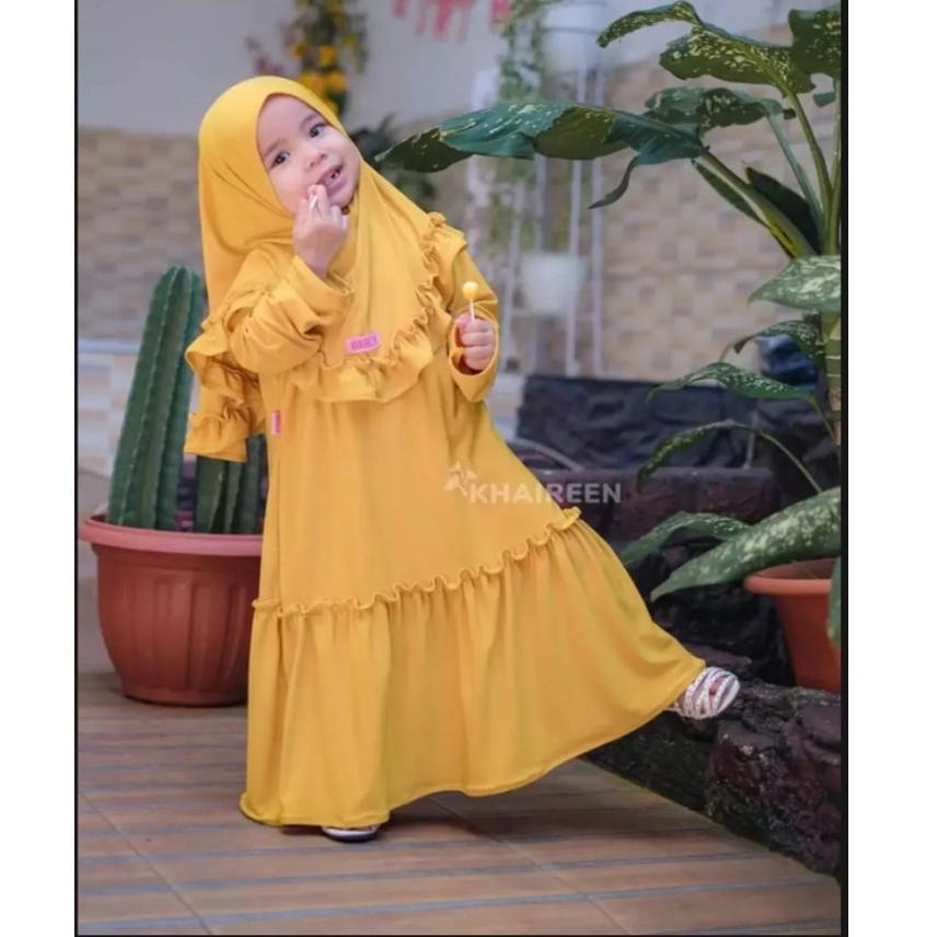 "AND. 99655" GAMIS syari ANAk set hijab perempuan TANGGUNG2021 MODERN KEKINIAN / gamis arab anak / B