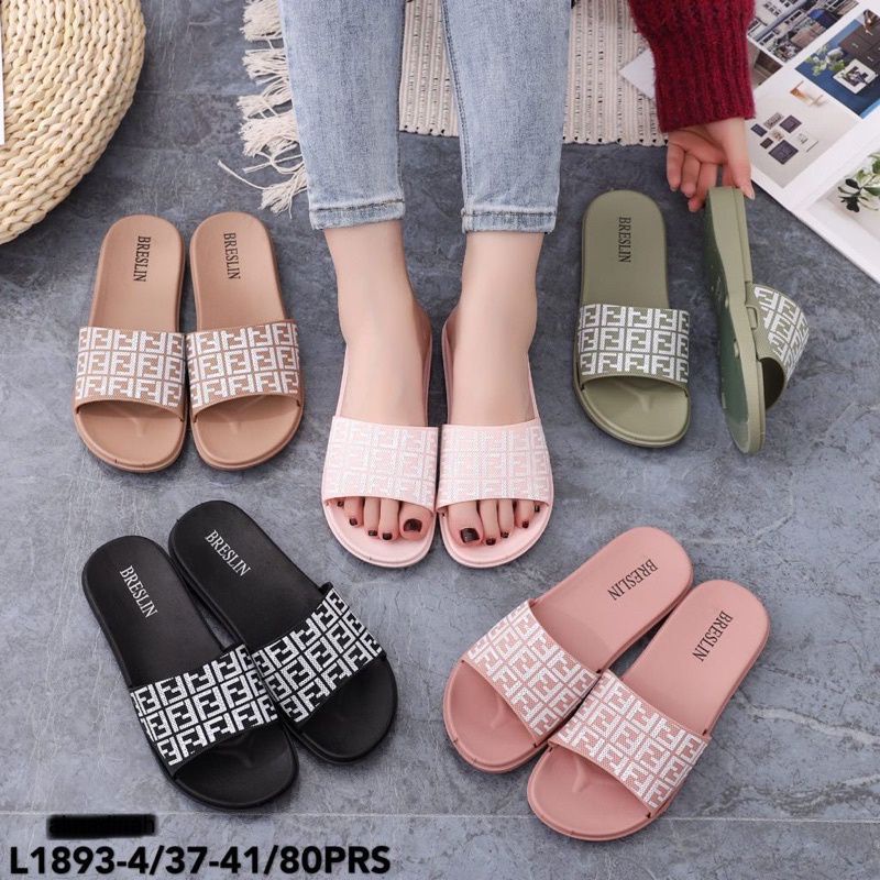 Sandal Selop Wanita Breslin Bahan Jelly Ringan Empuk Nyaman Motif Anyam