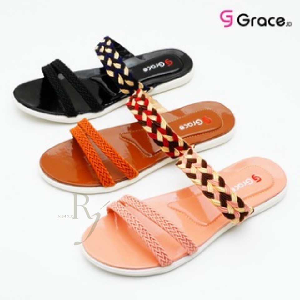 GRACE [LIDIA BAN 3M] Sandal Slop Kepang/ Sandal Wanita Selop Kepang Teplek/ Sendal Selop Cewek Kepang