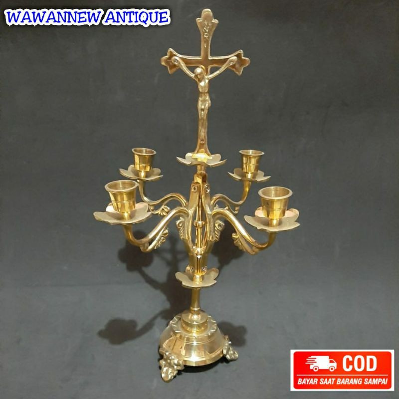 Tempat Lilin Salip Aromaterapi Kuningan Cabang 5 / Candle Holder