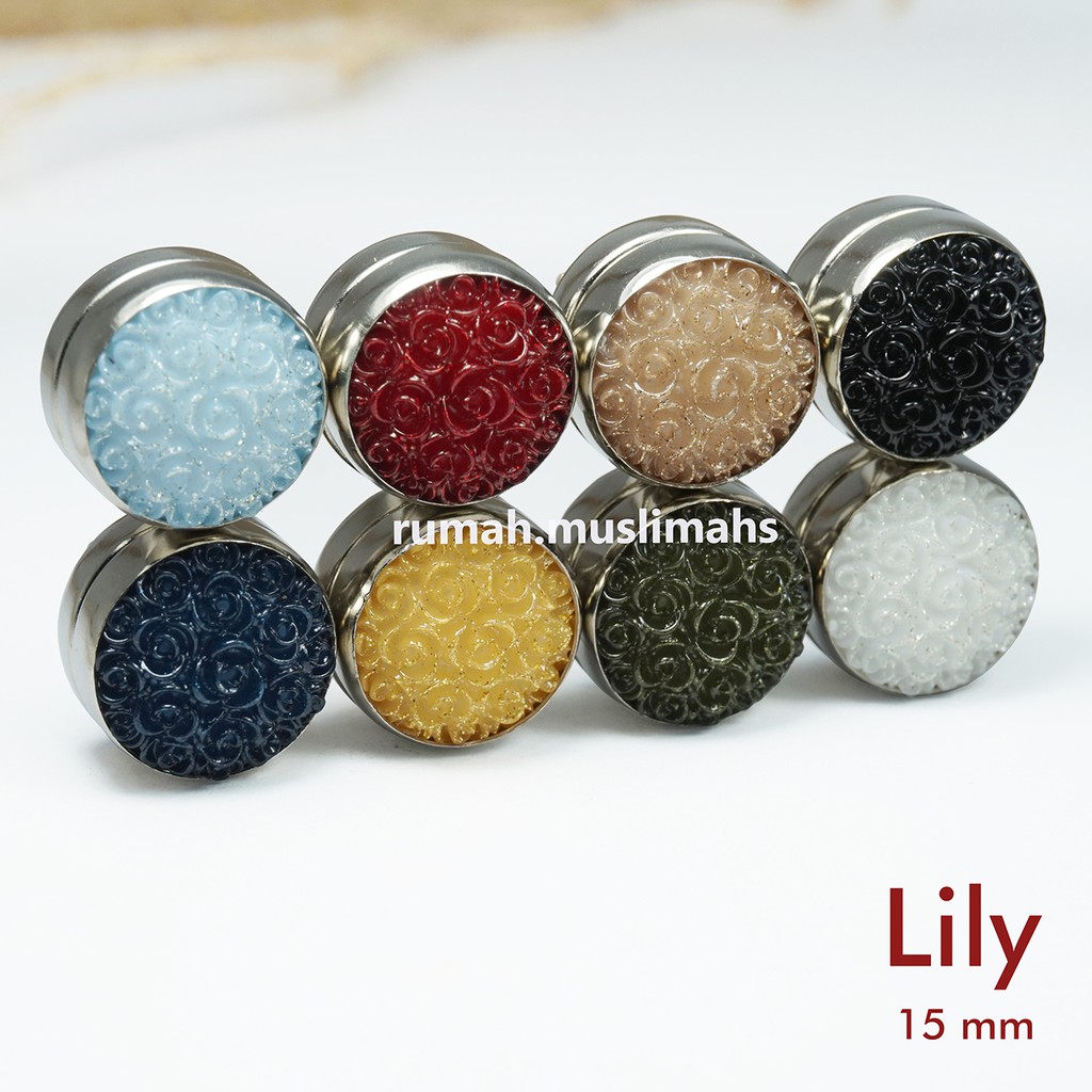 Bros pin magnet jilbab turkey LILY 15 mm pin hijab turki penjepit kerudung magnetic brooch original