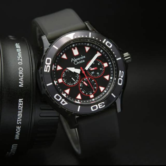 Jam Pria Alexandre Christie AC6531 Original Black Red
