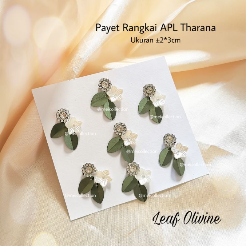 Payet rangkai leher payet rangkai pinggang kebaya premium APL Tharana sage off white gold