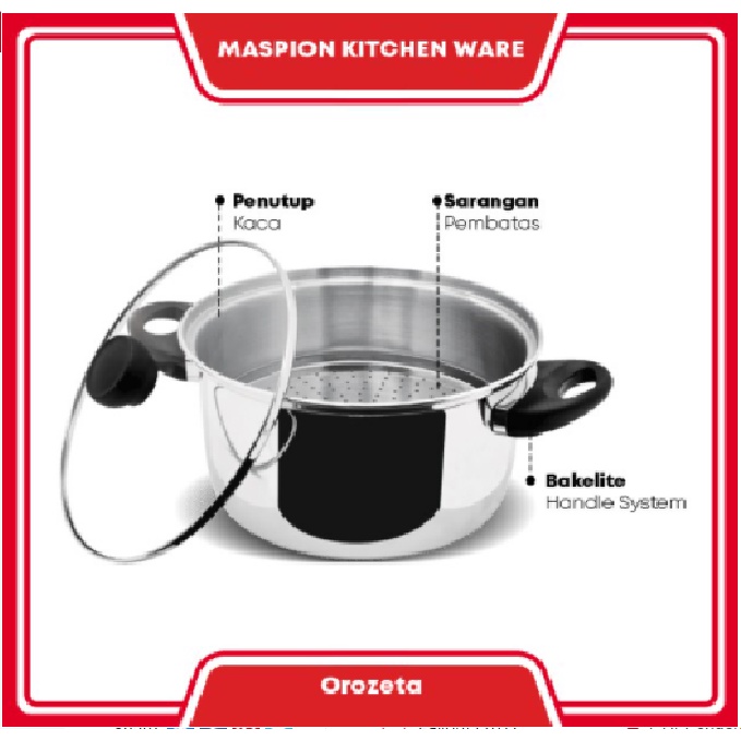 Maspion MAXIM OROZETA 24 cm with Glass Cover - Panci Kukus