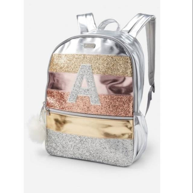  Tas Sekolah Anak Justice  Original Glitter Strip Initial 