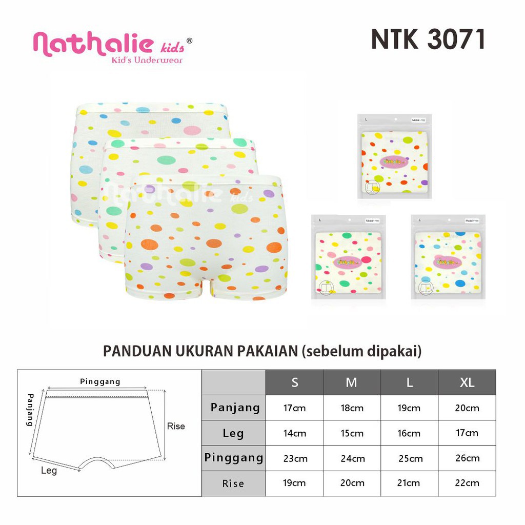 Nathalie Kids Celana Dalam Anak Perempuan Polkadot 4-11 tahun NTK 3071 (1 Pack isi 1)