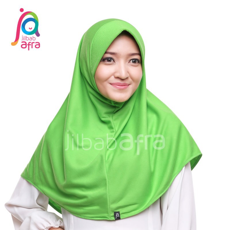 Hijab Jilbab Bergo Pet - Jilbab Afra Beria - Warna Hijau Daun - Adem Lembut