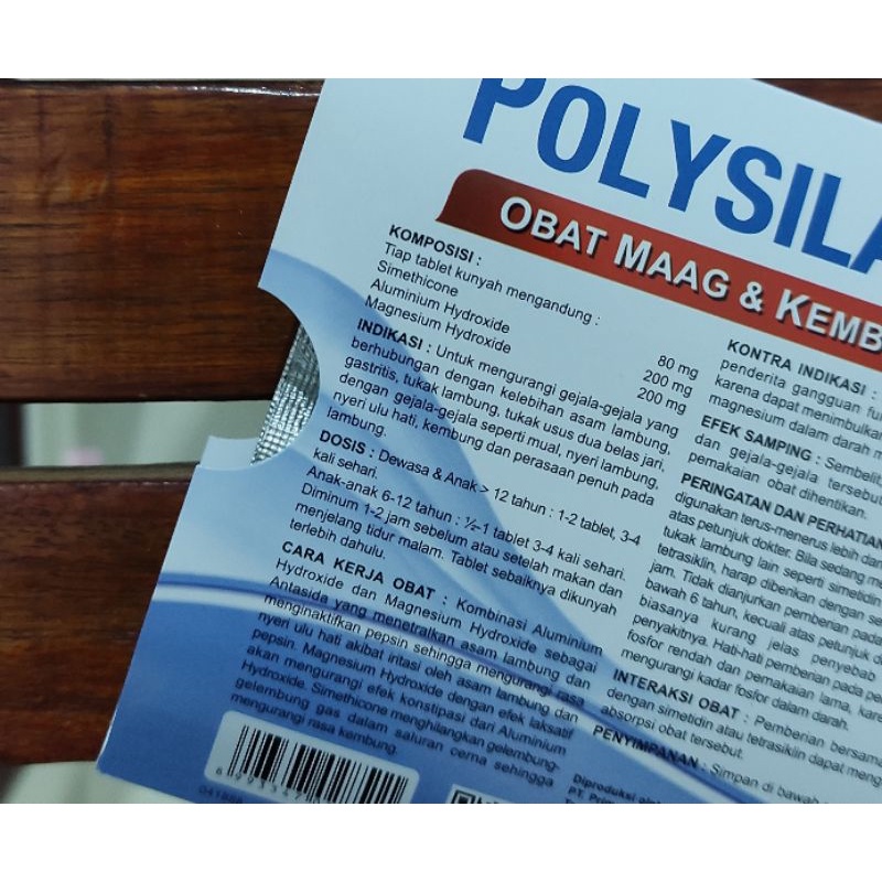 Polysilane 8 Tablet Kunyah / Obat Kembung / Maag / Asam Lambung