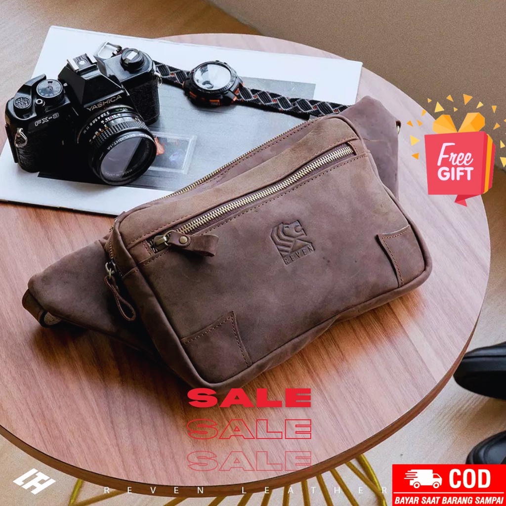 Tas Waistbag Pria Kulit Sapi Asli Premium Tas Selempang Dada Depan Chest Bag Sling Bag Tas Pinggang 