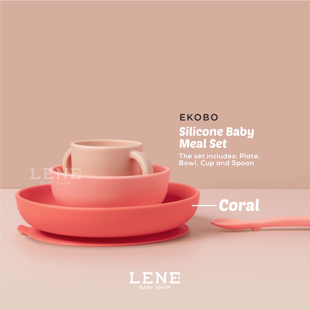 EKOBO Silicone Baby Meal Set - Peralatan Makan MPASI, Set Makan Bayi Silikon