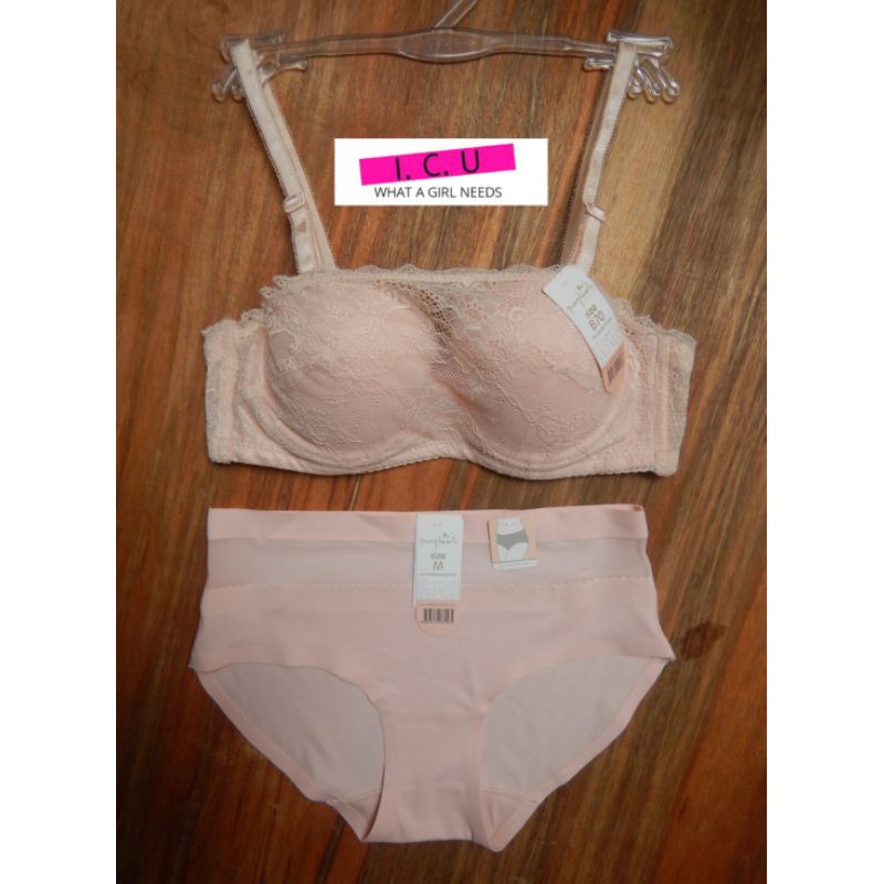 Bra Set Young Hearts Lace Peach / Bra Size 32 B70 / Panty Size M