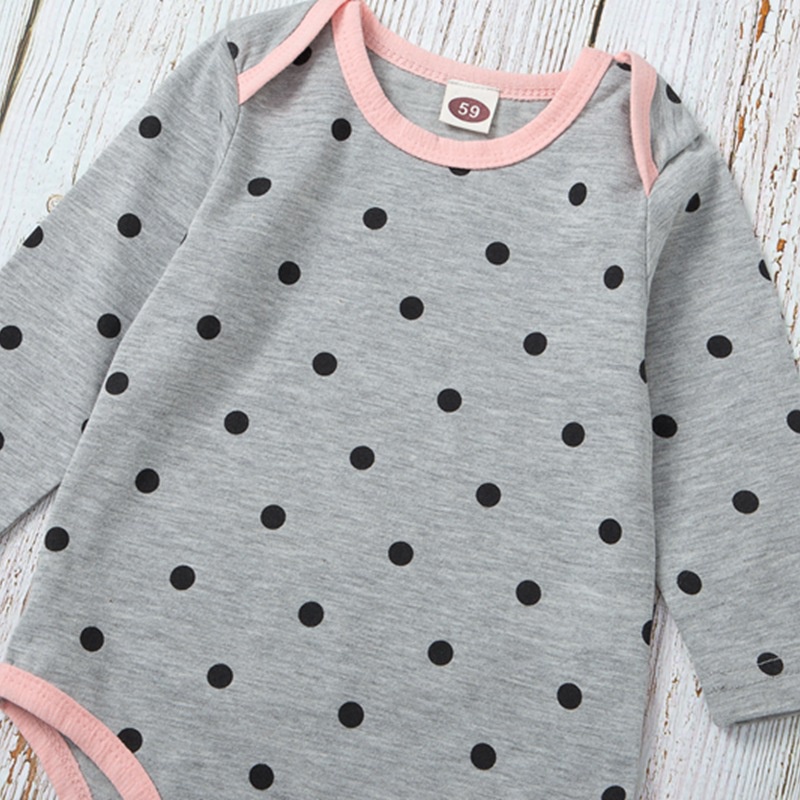 SALES!Romper Jumpsuit Bayi Anak Perempuan Baju Dotted Katun Lengan Panjang Kasual Bodysuit