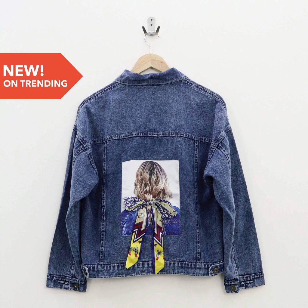 Jakey Levis Wanita Jumbo Kekinian Oversize Jaket Levis Wanita Kekinian (Original) Oversize Alabama J