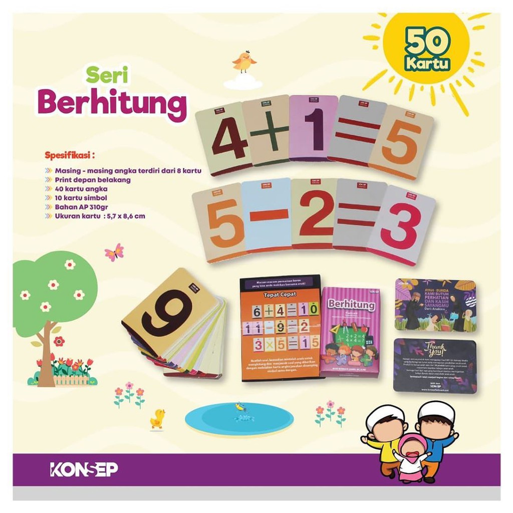 Flashcard Kartu Belajar Anak Seri Berhitung / Flash card Kartu Pintar