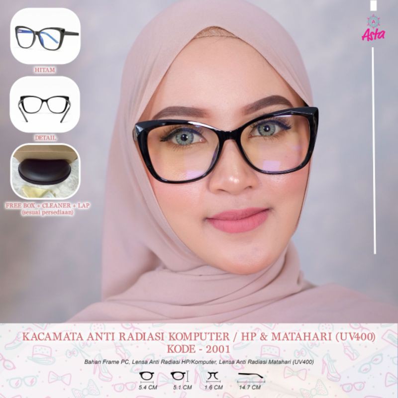 KACAMATA ANTI RADOASI HP/KOMPUTER & MATAHARI (UV 400) KODE 2001 ASTA