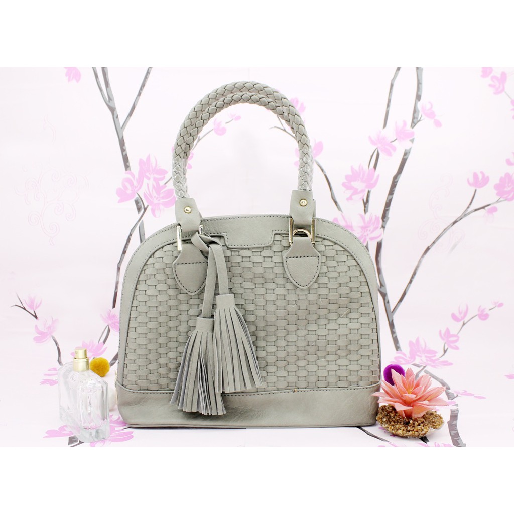 [HOT] #6378 Tas jinjing wanita hand bag cewe populer sedang trend model anyaman tali tambang