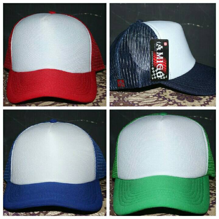 topi buttom jaring polos bisa disablon sesuai pilihan