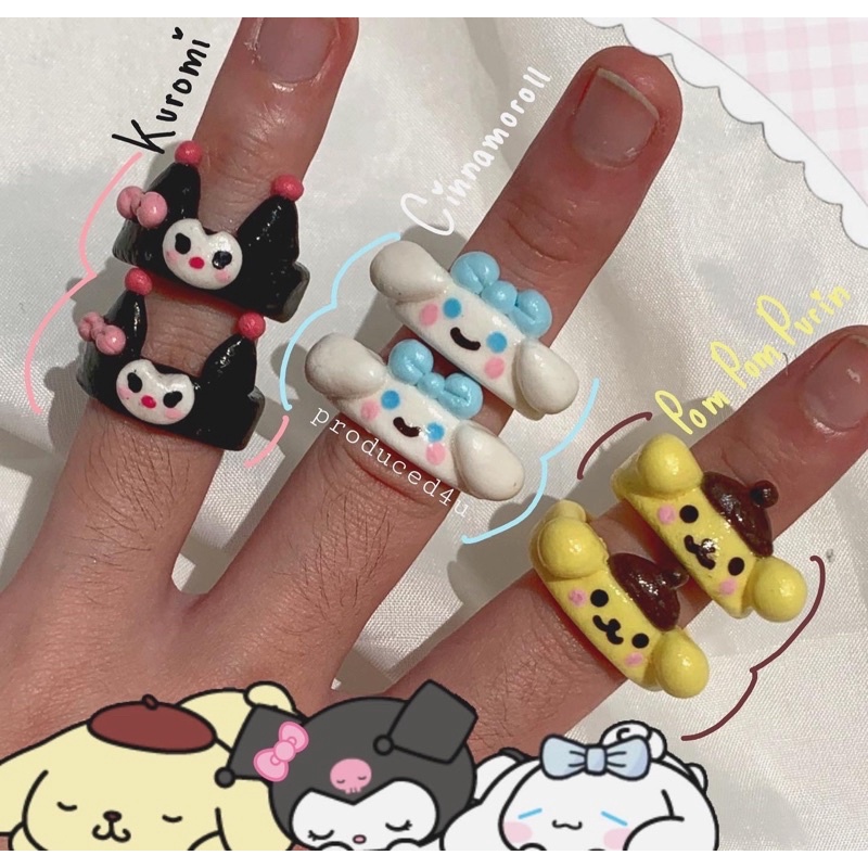 SANRIO CLAY RINGS (v1) / CINNAMOROLL CLAY RINGS / POM-POM PURIN CLAY RINGS / KUROMI CLAY RINGS / aes