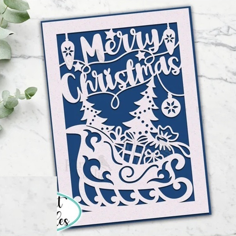 Cetakan Stensil Cutting Dies Motif Tema Natal Bahan Baja Karbon Untuk Scrapbook / Craft DIY