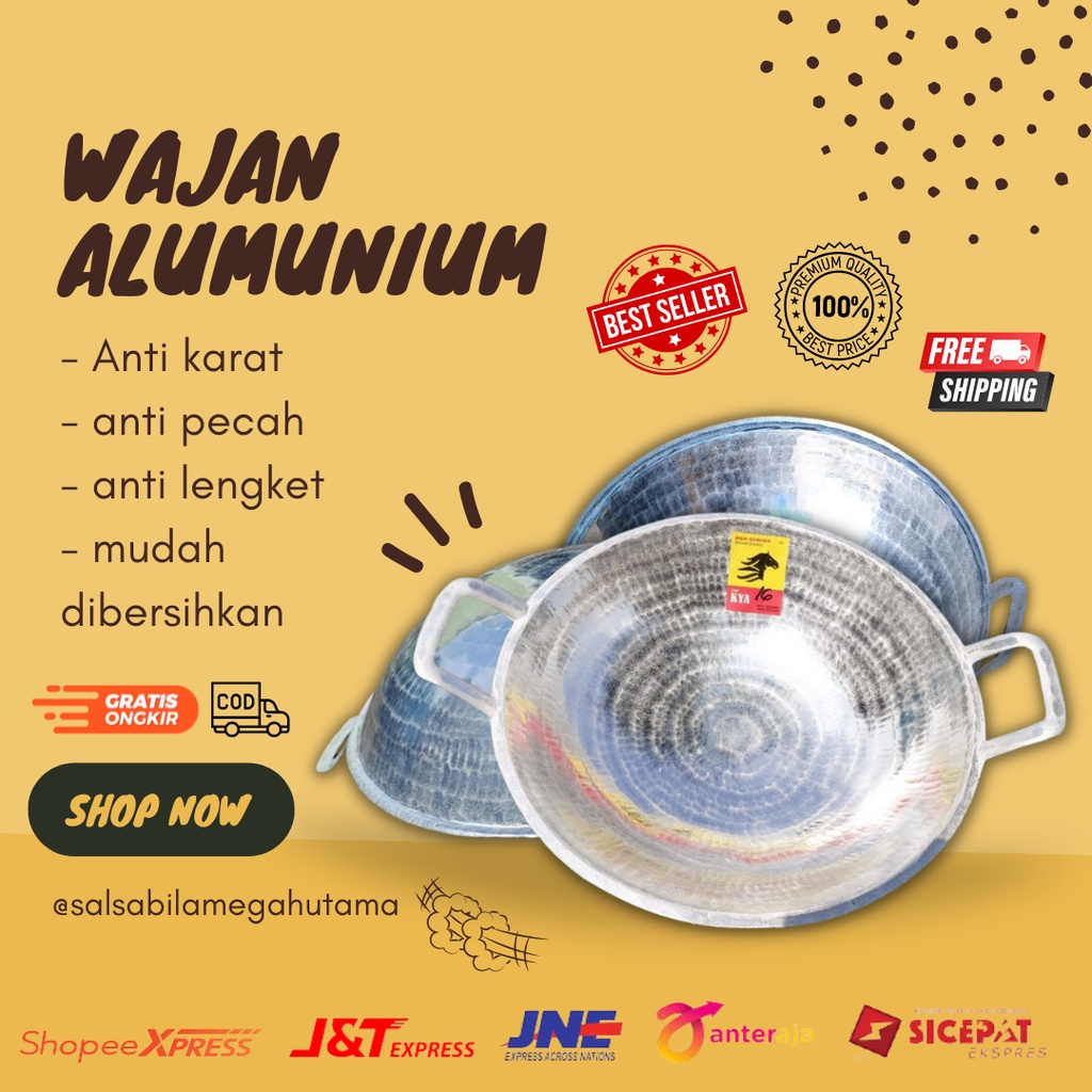 WJNALU120 - Penggorengan wajan katel kuali kenceng almunium alumunium jawa tebal anti lengket / kate