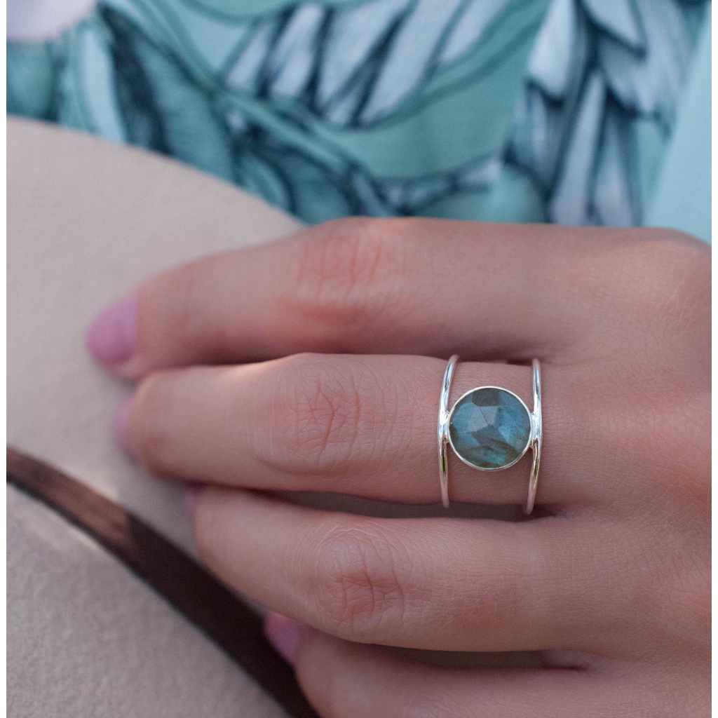 Cincin Sterling Silver 925 Dengan Batu Hias Biru Laut Untuk Wanita Ccb22