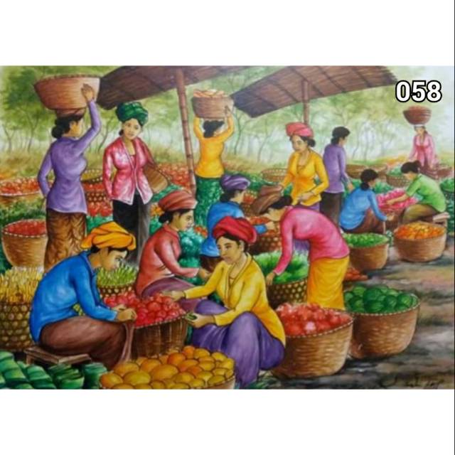 Lukisan pasar | Lukisan tradisi | Lukisan Bali | Lukisan indah | Lukisan warna warni