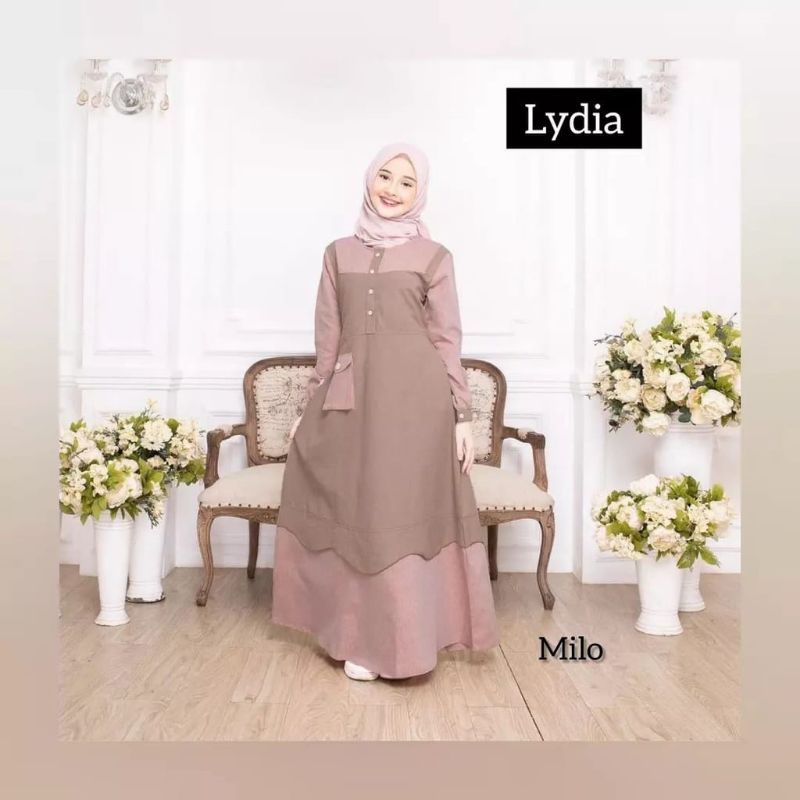 Lydia dress kids/ gamis anak tanggung model terbaru usia 10-12 tahun