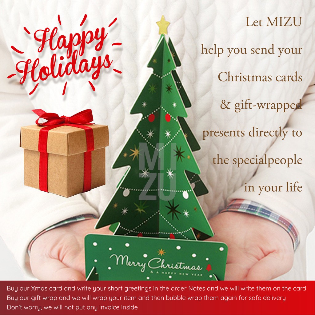 MIZU KURISUMASU TSURI Christmas Tree Pop Up 3D Card Kartu Ucapan Natal 3D