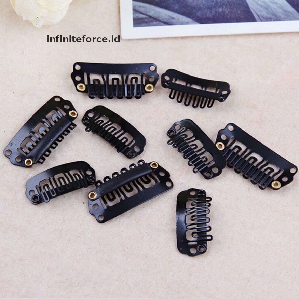 (Infiniteforce.Id) 50pcs Klip Extension Rambut Bentuk U 28mm Bahan Metal Warna Hitam