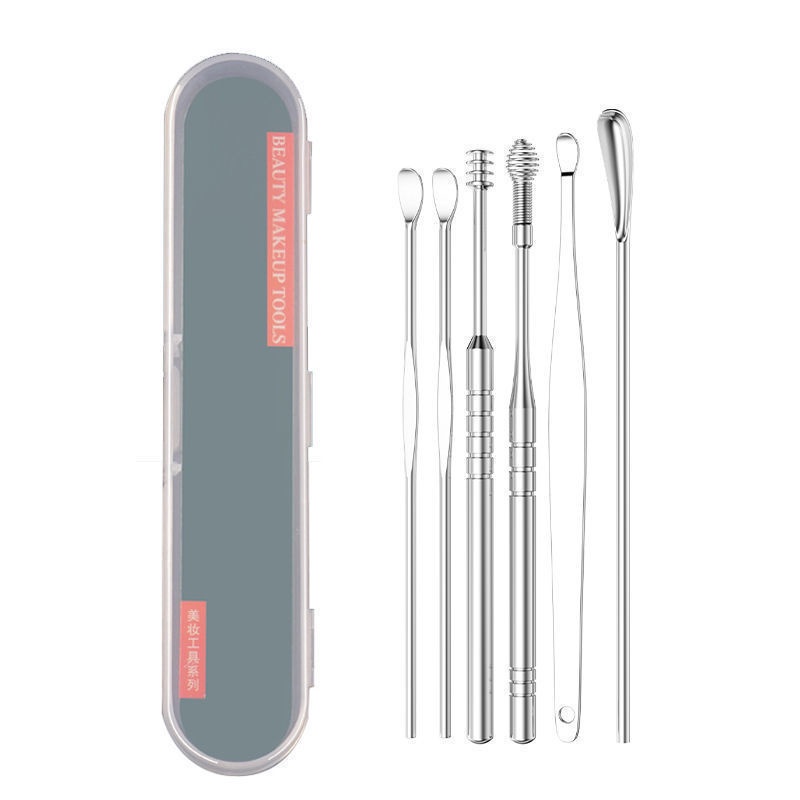 Promo 6 in1 alat pembersih telinga korek kuping stainless steel ear cleaner