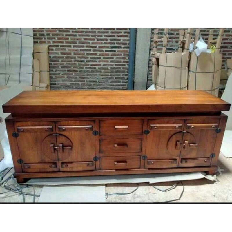 BUFET KLASIK TV 150 cm KAYU JATI | BUFET CLASIK FURNITURE JEPARA | BUFET TV MINIMALIS FURNITURE JATI