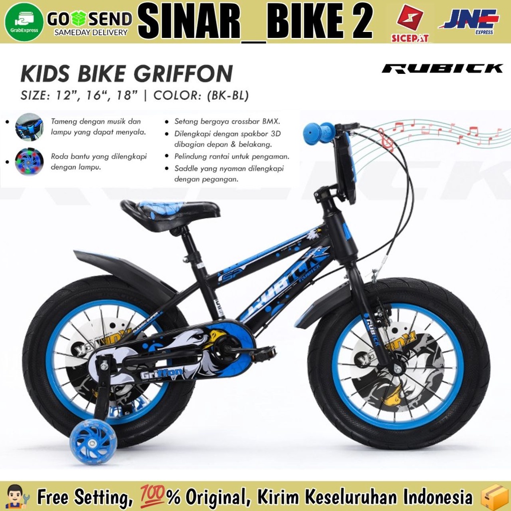 Sepeda Anak Laki BMX RUBICK GRIFFON Ukuran 12 16 &amp; 18 Inch Tameng Musik