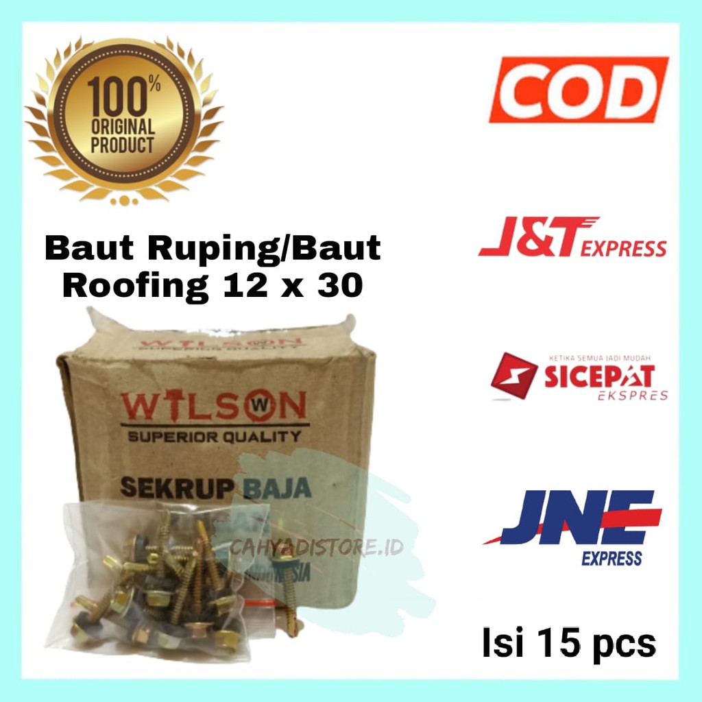 [Isi 15 pcs] Baut Ruping/Paku Roofing  Wilson Baja Ringan 12 x 30