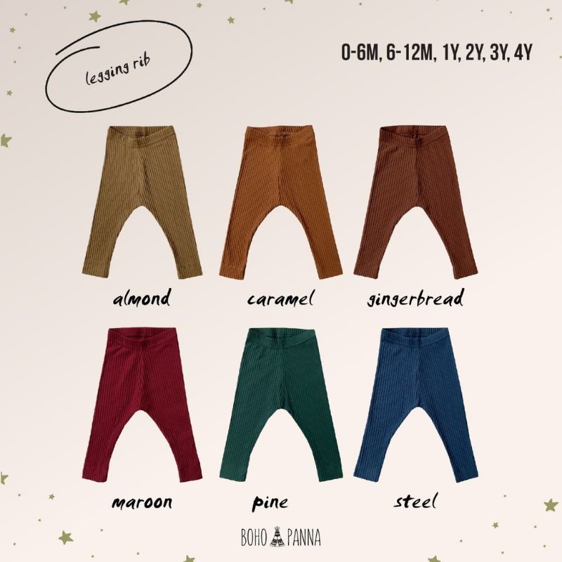 Bohobaby Legging Rib (Legging Bayi dan Anak)