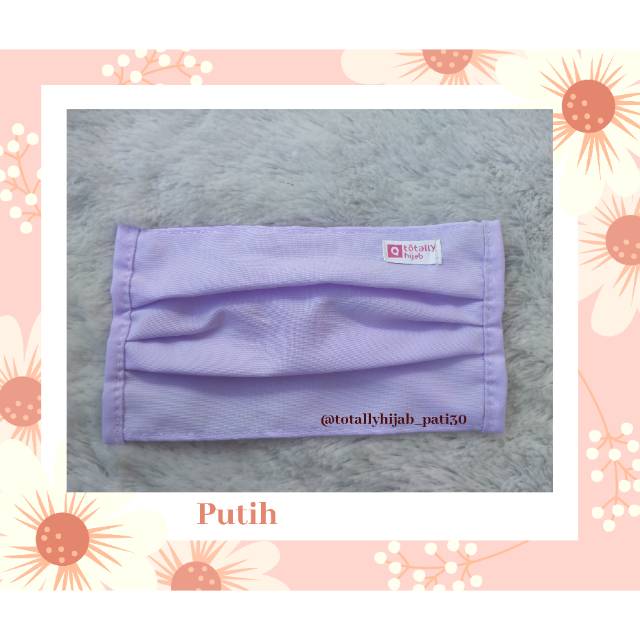 Masker Kain Karet Serut PUTIH/WHITE masker kain hijab shopee