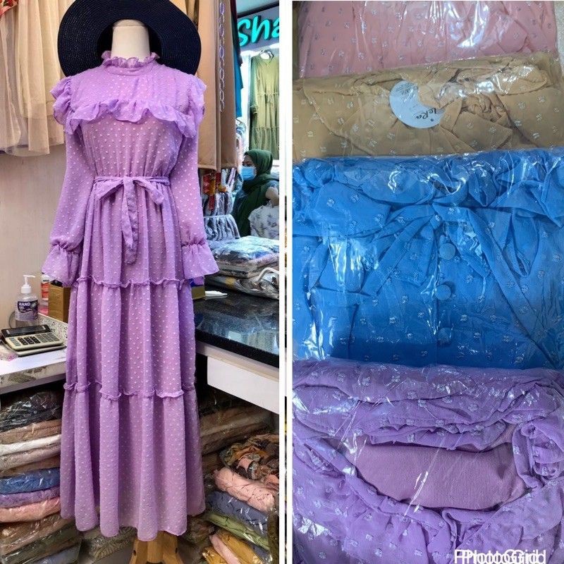 Gamis brukat Lilac / gamis lilac special edition / gamis lilac