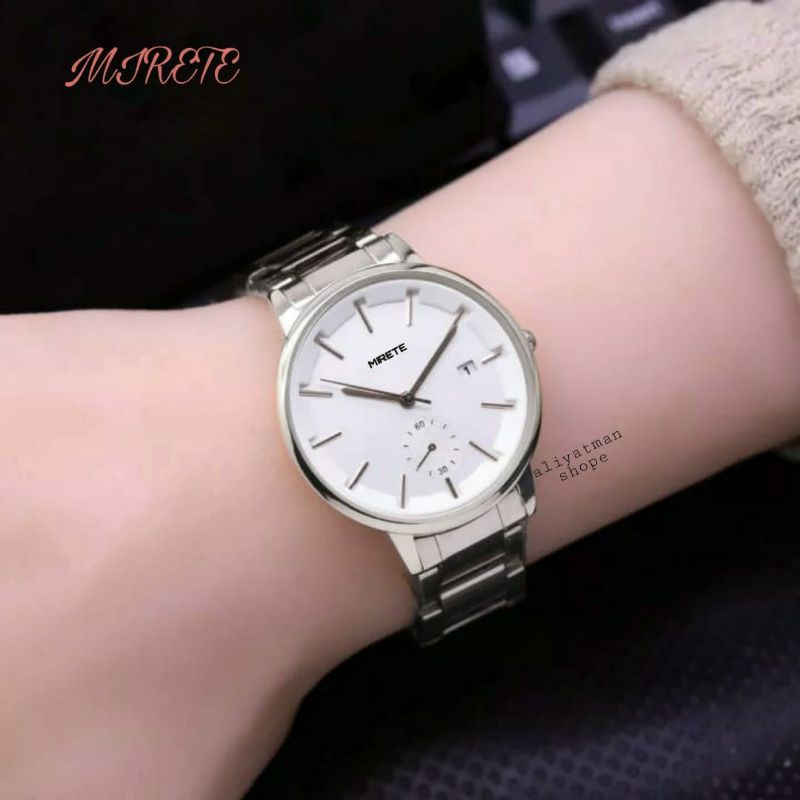 MIRETE  ORIGINAL FASHION WANITA STAYLIS MODEL KASUAL || Jam Tangan Fashion Wanita Fitur Tanggal Terlariss || Jam Tangan Wanita Tali Rantai Stainles mirete || Jam Tangan  Wanita kemewahan Bisa Cod