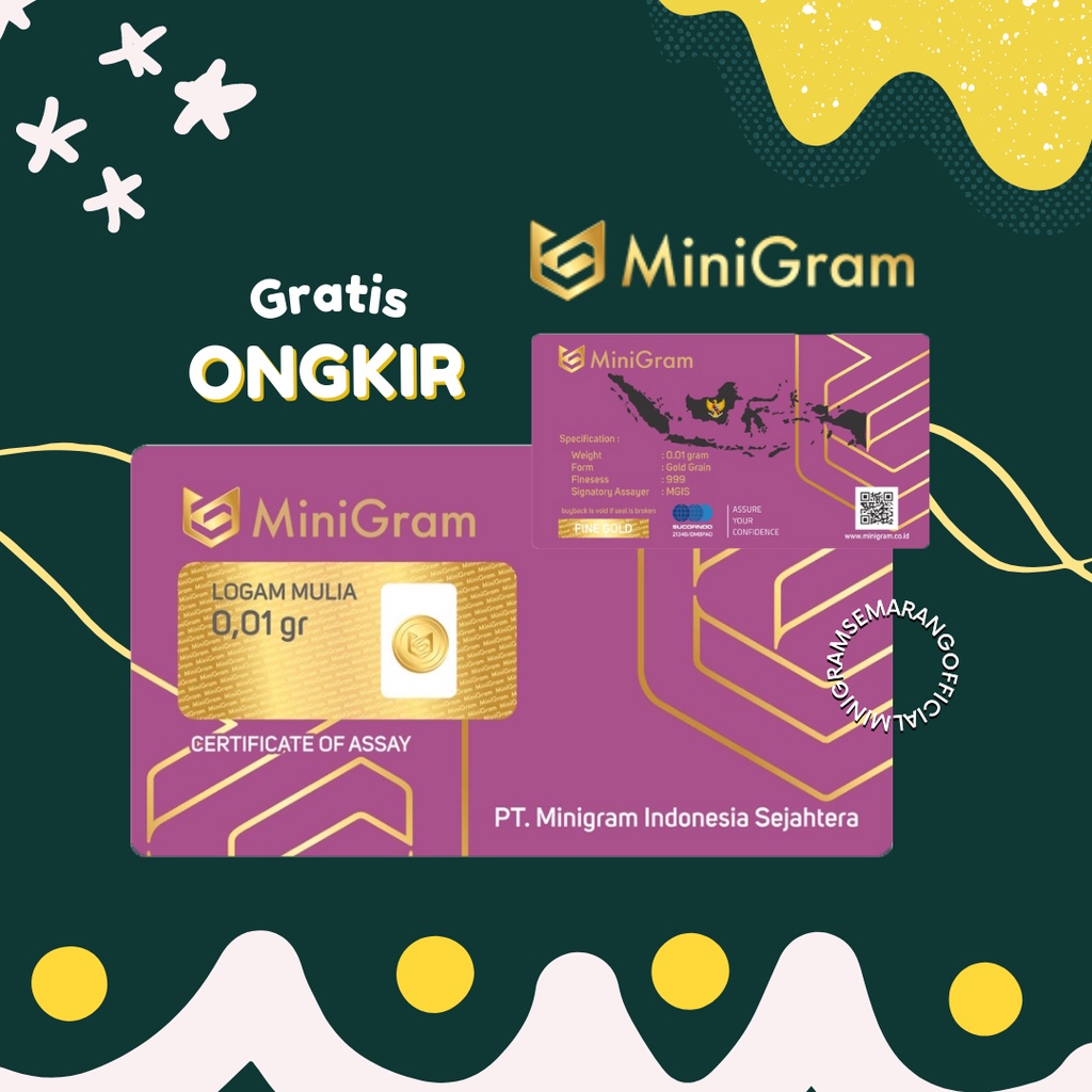 [Minigram Semarang] Minigram 0,01 Gram Emas Murni 24 Karat Bersertifikat