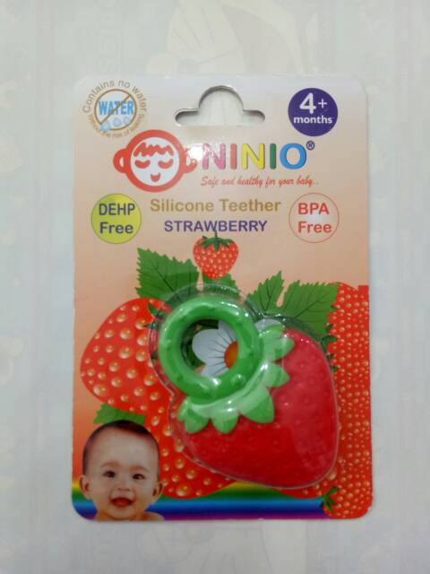 Ninio Silicone Teether Strawberry BPA free / Gigitan Bayi Silicone