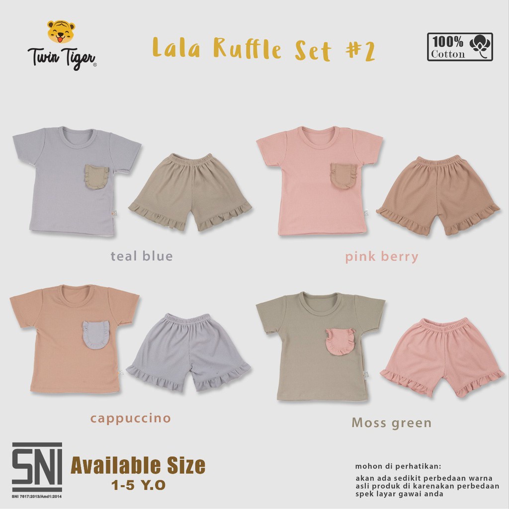 TWIN TIGER HOODIE WAFER PLUS SHORT SETELAN HOODIE KANTONG ANAK / LALA RUFFLE SET SETELAN RUFFLE VOL.2