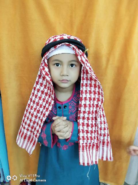Sorban anak plus igal sorban arafat merah putih /sorban instan anak plus igal pengikat sorban