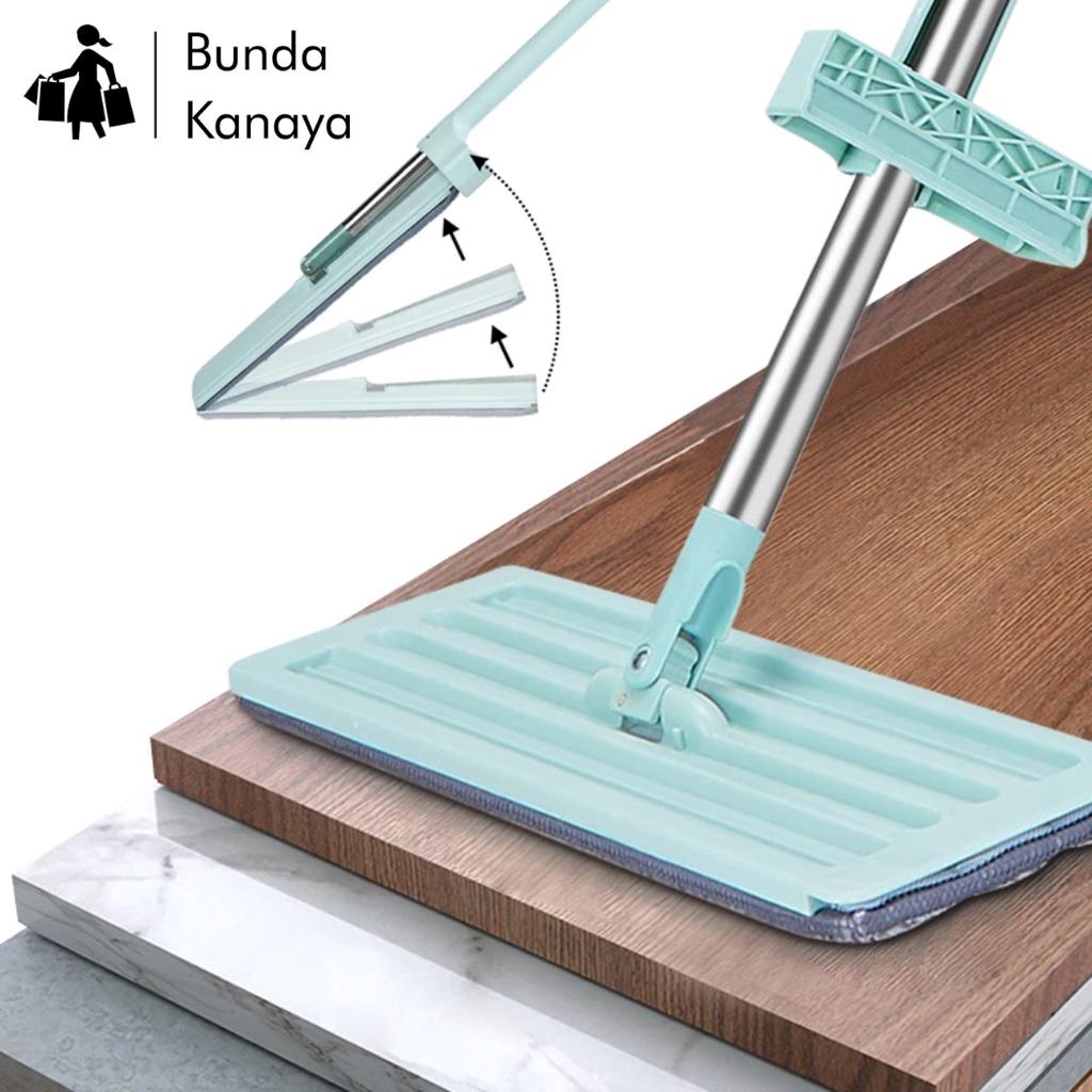 Alat Pel FLAT MOP HAND PLATE Tongkat Pel Alat Pel Tarik Praktis Standing and Drying Flat Mop