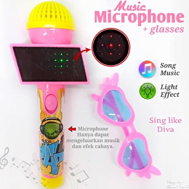 Mainan Mic Microphone Anak Layar LED Mainan Musik Konser Menyanyi Edukasi Anak + Kacamata