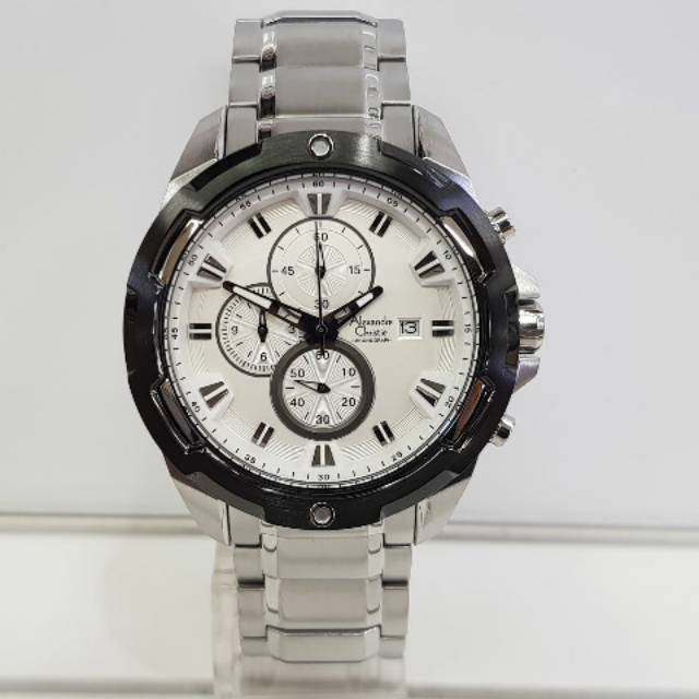 Jam tangan Alexandre Christie ac 6305 pria silver ring black